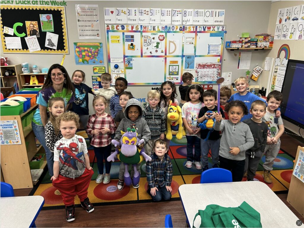 Classroom of children learning about dental health